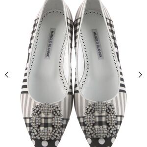 Manolo Blahnik Black and White Flats